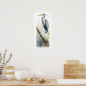 Bleke majesteit Great Blue Heron Perched AI Natuur Poster (Keuken)