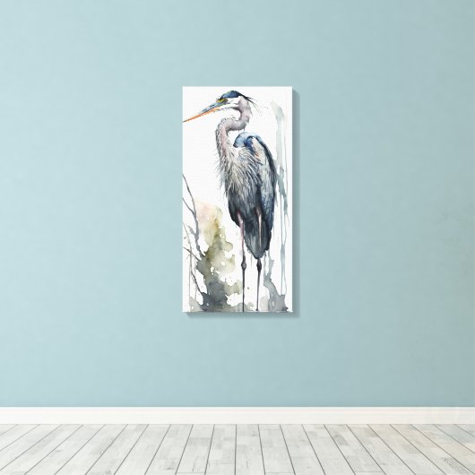 Bleke Majesteit Great Blue Heron Standing Swamp AI Canvas Afdruk (Insitu (Houten vloer))