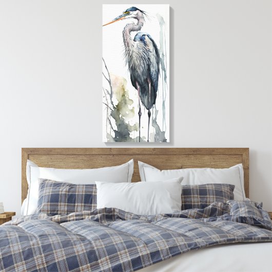 Bleke Majesteit Great Blue Heron Standing Swamp AI Canvas Afdruk (Insitu (Slaapkamer))