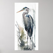 Bleke Majesteit Great Blue Heron Standing Swamp AI Poster (Voorkant)