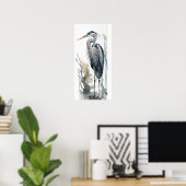 Bleke Majesteit Great Blue Heron Standing Swamp AI Poster (Thuiskantoor)