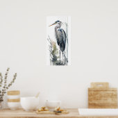Bleke Majesteit Great Blue Heron Standing Swamp AI Poster (Keuken)
