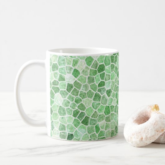 Bleke maragdas en pistachio, geplukt patchwork koffiemok (Met donut)