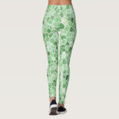Bleke maragdas en pistachio, geplukt patchwork leggings (Achterkant)