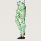 Bleke maragdas en pistachio, geplukt patchwork leggings (Links)