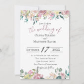 Bleke Mauve Bloemen Huwelijksuitnodiging Kaart (Voorkant)