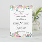 Bleke Mauve Bloemen Huwelijksuitnodiging Kaart (Staand voorkant)