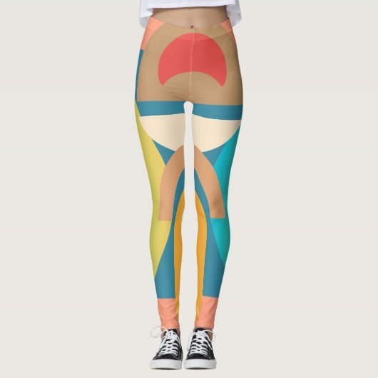 Bleke, minimalistische Abstracte geometrische vorm Leggings (Voorkant)
