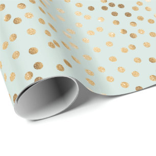 Bleke Mint Green en Gold Glitter City Stippen Cadeaupapier