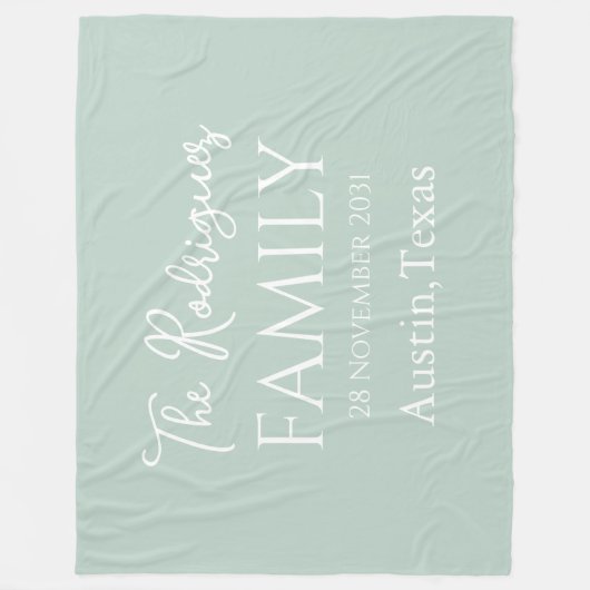 Bleke Mint White — eenvoudige  familienaam Fleece Deken (Voorkant)
