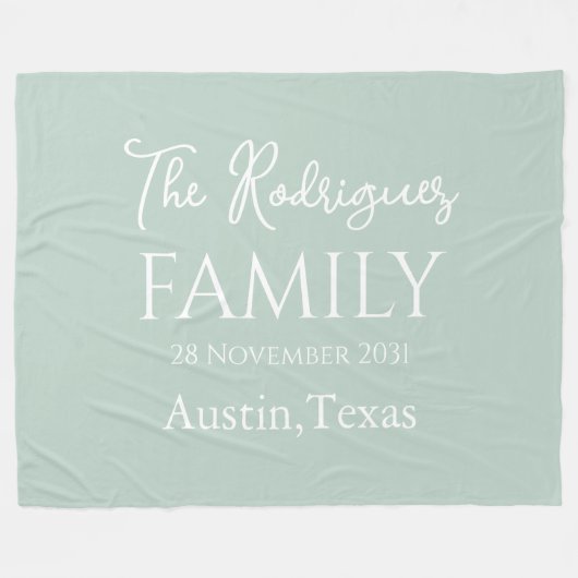 Bleke Mint White — eenvoudige familienaam Fleece Deken (Voorkant (Horizontaal))