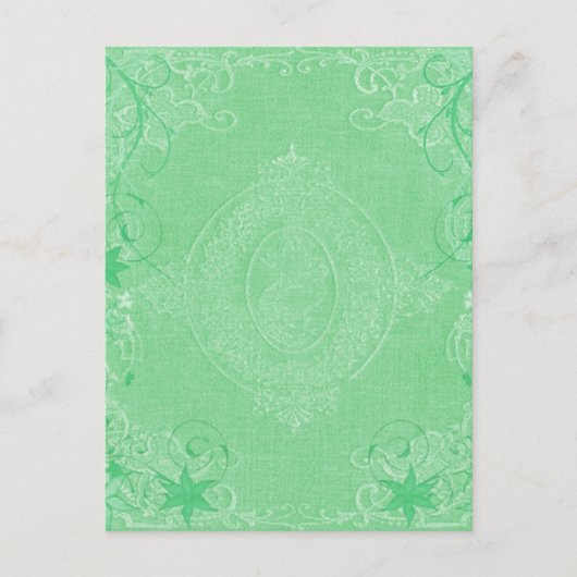  bleke munt groen, antiek boekomhulsel briefkaart (Voorkant)