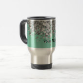 Bleke munt groen en faux glitter gepersonaliseerd reisbeker (Voorkant links)