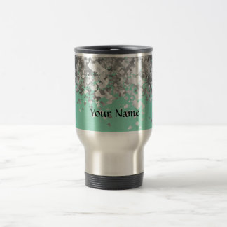 Bleke munt groen en faux glitter gepersonaliseerd reisbeker