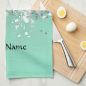 Bleke munt groen en faux glitter gepersonaliseerd theedoek (Quarter Fold)
