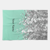 Bleke munt groen en faux glitter gepersonaliseerd theedoek (Horizontaal)