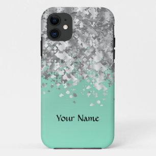 Bleke munt groene faux glitter gepersonaliseerd Case-Mate iPhone case