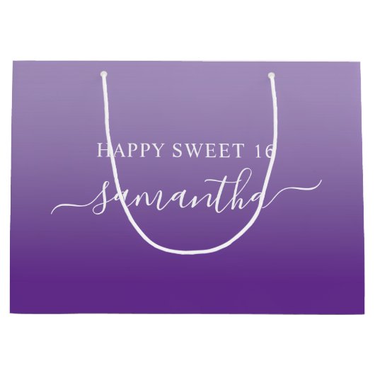 Bleke naar Royal Paarse Elegant Script Handtekenin Groot Cadeauzakje (Voorkant)