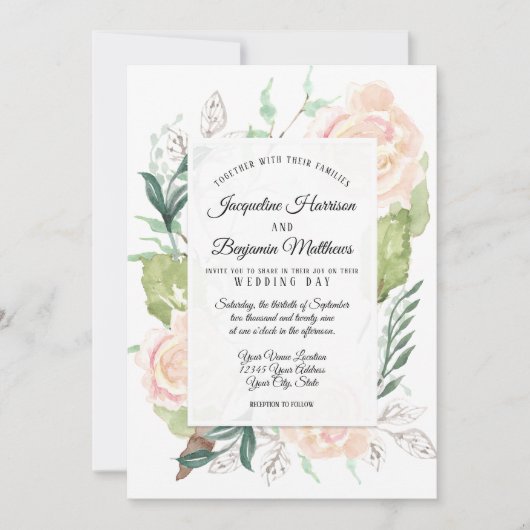 Bleke nevel Elegante aquarel kunst bloem ivoor roo Kaart (Voorkant)