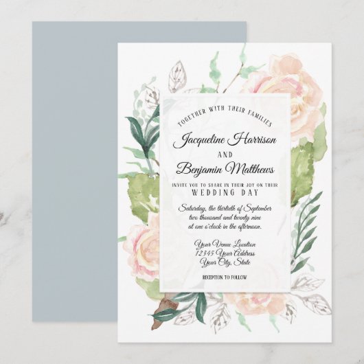 Bleke nevel Elegante aquarel kunst bloem ivoren ro Kaart (Voorkant / Achterkant)