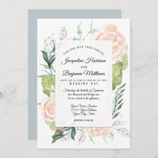 Bleke Nevel Elegante Aquarel Kunst Bloem Ivory Roo Kaart (Voorkant / Achterkant)