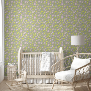 Bleke Olijf Khaki Sage Beige Geel Roze Bloemen Nur Behang