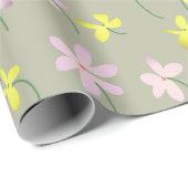 Bleke Olive Khaki Sage Beige Geel Roze Bloemen Cadeaupapier (Rol Hoek)