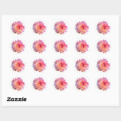 Bleke Ombre Oranje Roze Reuzen Dahlia Bloem Ronde Sticker (Vel)