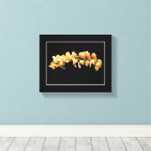 Bleke Oranje gele orchideeën Zwarte achtergrond Canvas Afdruk (Insitu (Houten vloer))