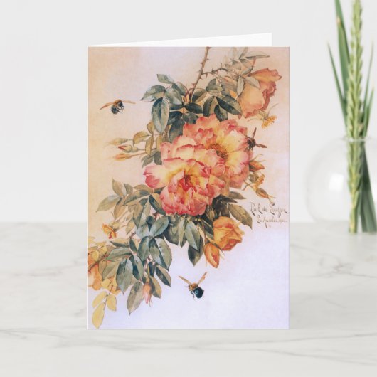 Bleke Oranje Rozen Kaart (Voorkant)