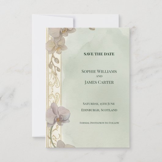 Bleke Orchidee Save The Date Kaart (Voorkant)