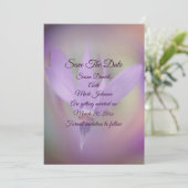 Bleke Paarse bloemenbruiloft Save The Date (Staand voorkant)
