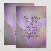 Bleke Paarse bloemenbruiloft Save The Date (Voorkant / Achterkant)