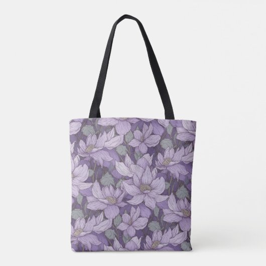 Bleke Paarse Clematis Patroon Tote Bag (Achterkant)