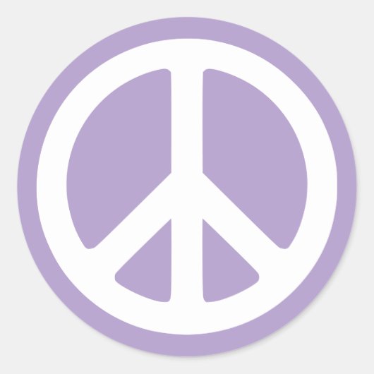 Bleke Paarse en Witte Vredessymbool Ronde Sticker (Voorkant)
