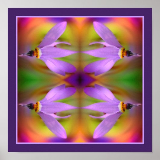 Bleke Paarse Flower Close Up Mirror Abstract Poster (Voorkant)
