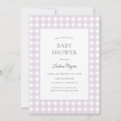 Bleke Paarse Gingham Classic Meisjes Baby shower Kaart (Voorkant)