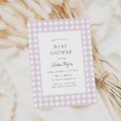 Bleke Paarse Gingham Classic Meisjes Baby shower Kaart