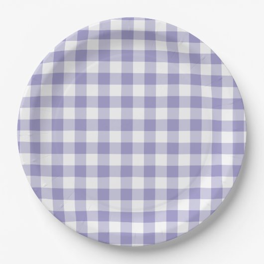 Bleke Paarse Gingham-controle Papieren Bordje (Voorkant)