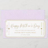 Bleke Paarse Happy Moederdag Cadeaubon Kaart (Voorkant / Achterkant)