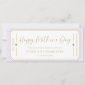 Bleke Paarse Happy Moederdag Cadeaubon Kaart (Voorkant)
