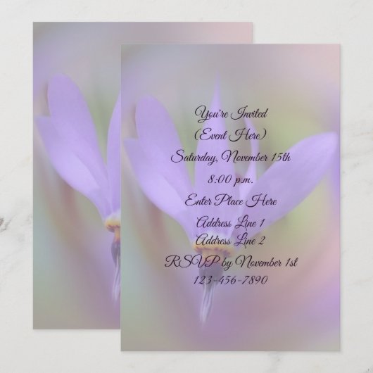 Bleke Paarse lelie bloem partij Kaart (Voorkant / Achterkant)