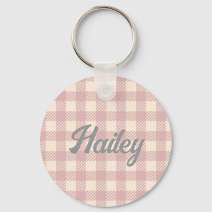 bleke paarse lila Lanvander Gingham gecontroleerd Sleutelhanger