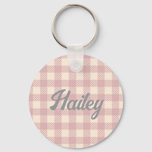 bleke paarse lila Lanvander Gingham gecontroleerd Sleutelhanger (Voorkant)