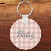 bleke paarse lila Lanvander Gingham gecontroleerd Sleutelhanger (Achterkant)