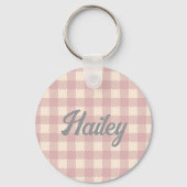 bleke paarse lila Lanvander Gingham gecontroleerd Sleutelhanger (Achterkant)