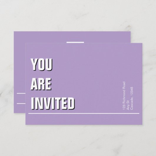 Bleke Paarse minuscule kerkuitnodiging (Voorkant / Achterkant)