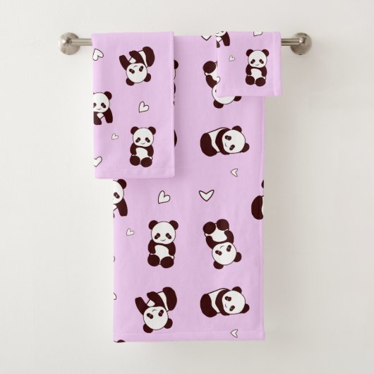 Bleke Paarse panda handdoek (Insitu)
