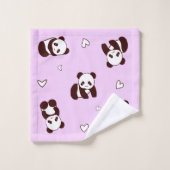 Bleke Paarse panda handdoek (Wasdoekje)