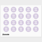 Bleke Paarse Script Naam Vet Monogram Ronde Sticker (Vel)